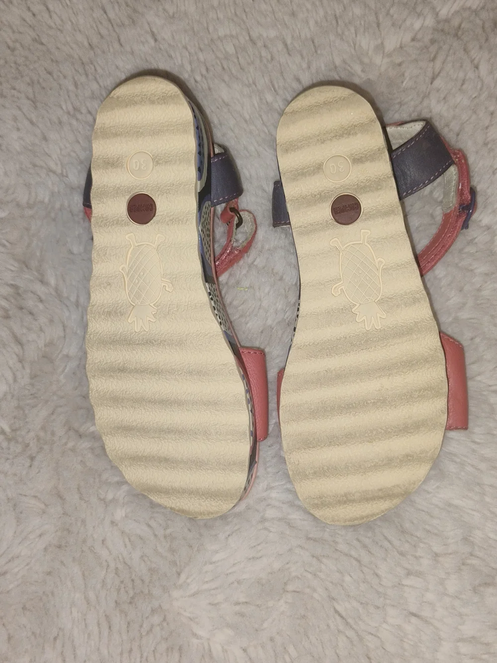 Camper Kids Coral Pink T-Strap Sandals